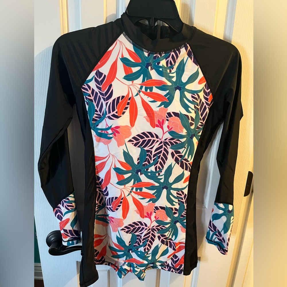 Long Sleeve Rashguard One Piece Swimsuits Zip Up Swimsuit